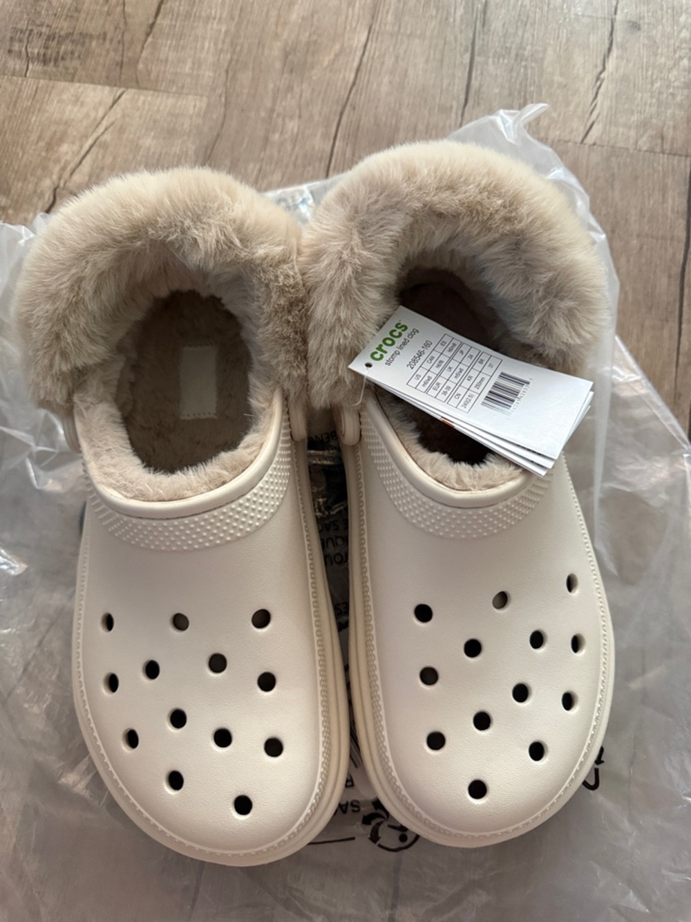 CROCS STOMP FUR LINED CLO IVORY/